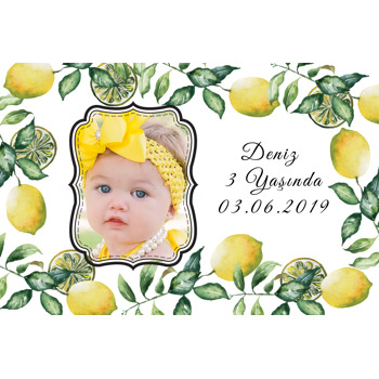 Yeşil Yapraklı Limon Tema Doğum Günü Afiş
