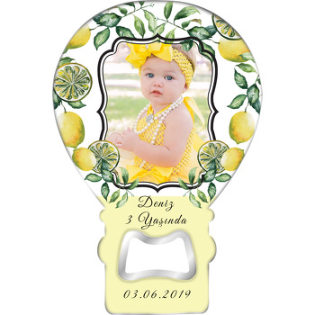 Yeşil Yapraklı Limon Temalı Balon Magnet Açacak