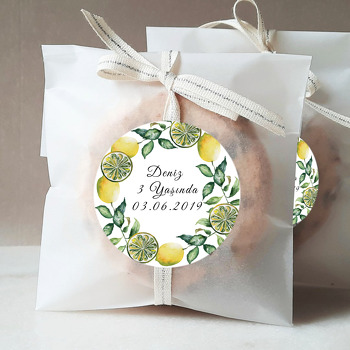 Yeşil Yapraklı Limon Temalı Sticker