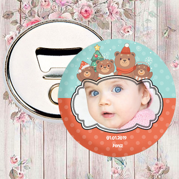 Yılbaşı Ve Ayıcıklar Temalı Fotoğraflı Magnet Açacak
