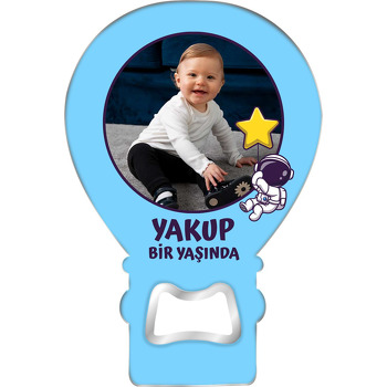 Yıldız Balonla Uçan Astronot Temalı Balon Ahşap Magnet 
