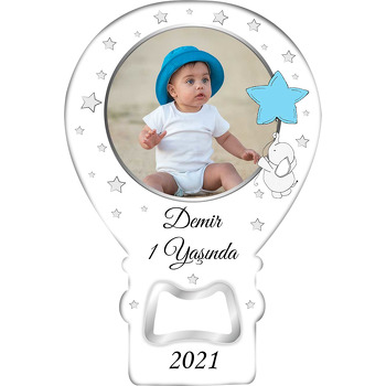 Yıldız Balonlu Fil Temalı Balon Ahşap Magnet 