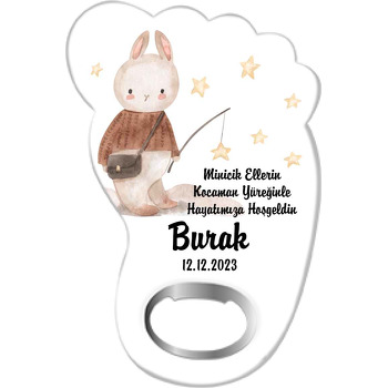 Yıldız Oltalı Tavşan Temalı Ayak İzi Magnet Açacak