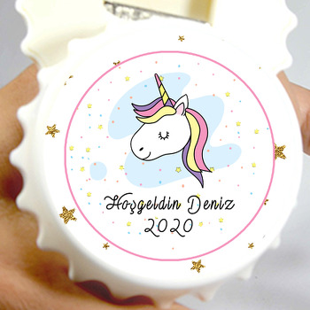 Yıldızlı Unicorn  Temalı Kapak Şeklinde Magnet Açacak