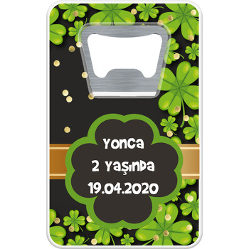 Yonca Temalı Dikdörtgen Magnet Açacak