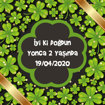 Yonca Temalı Kare Doğum Günü Afiş