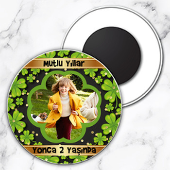 Yonca Temalı Resimli Daire Plastik Magnet