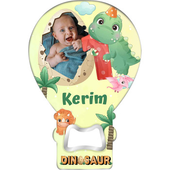Yumurta Çerçeve ile 1 Yaş Dinazor Temalı Balon Ahşap Magnet 