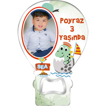 Yumurtadan Gemi ile Dinazor Temalı Balon Ahşap Magnet 