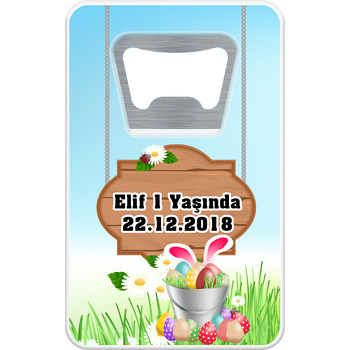 Yumurtalı Tavşan Temalı Dikdörtgen Magnet Açacak