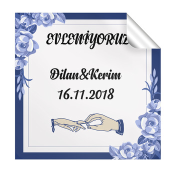 Yüzük Desenli Söz Nişan Nikah Kare Etiket