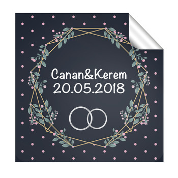 Yüzük Desenli Söz Nişan Nikah Kare Etiket