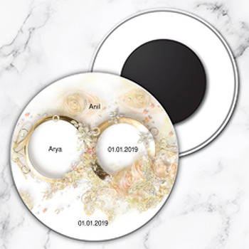 Yüzük Temalı Söz Nişan Nikah Daire Plastik Magnet