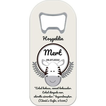 Zebra Çerçeve Krem Fon Temalı Uzun Magnet Açacak