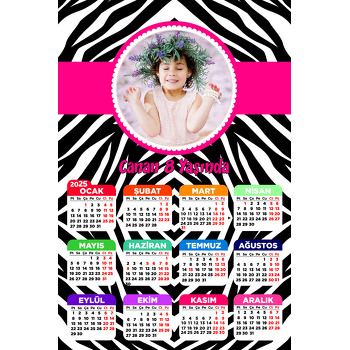 Zebra Desen Temalı Takvim Magnet