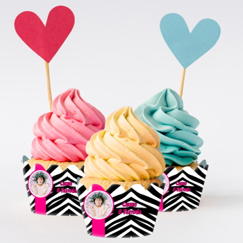 Zebra Desenli Temalı Cupcake Sargısı