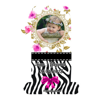 Zebra ve Çiçek Desenli Temalı Doğum Günü Magnet