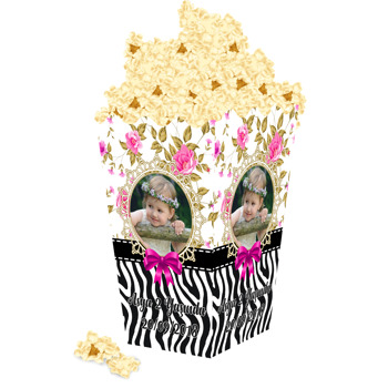 Zebra ve Çiçek Desenli Temalı Popcorn Kutusu