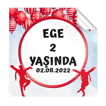 Zeybek Efe Temalı Kare Parti Etiket