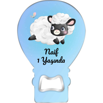 Zıplayan Kuzu Temalı Balon Ahşap Magnet 