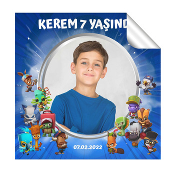 Zooba Temalı Resimli Kare Etiket