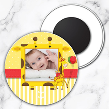 Zürafa Temalı Resimli Daire Plastik Magnet
